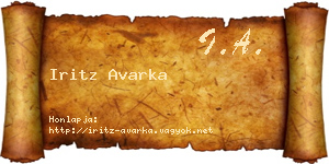 Iritz Avarka névjegykártya